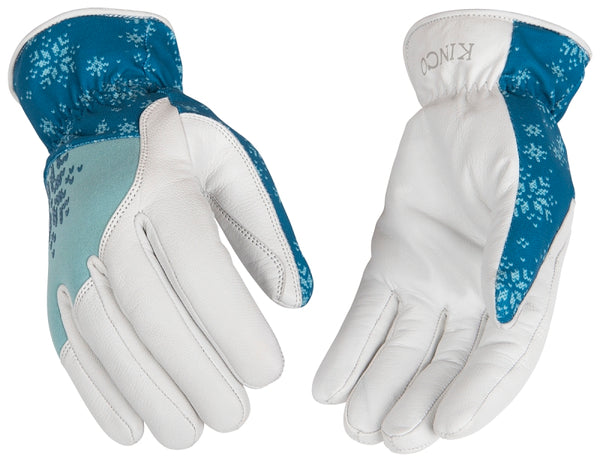 Heatkeep Kinco Pearl Grain Goatskin Palm/Blue Polyester-Spandex Fabric Back/Easy-On Cuff - Medium 103HKW-M (2-Pack)