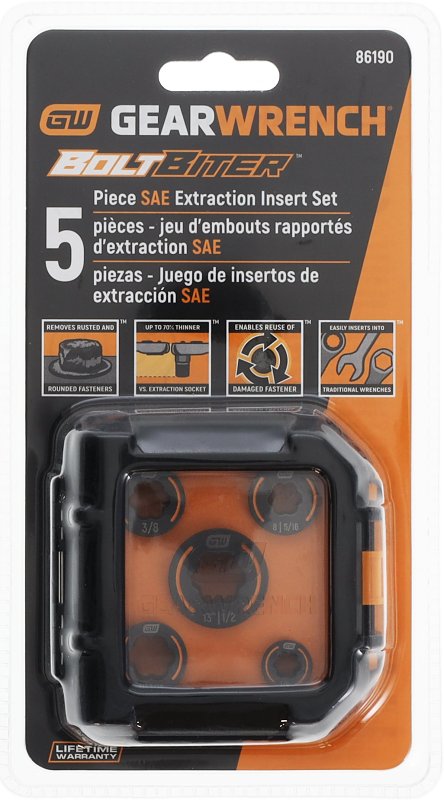 GEARWRENCH 5 Piece Bolt Biter SAE Wrench Insert Set - 86190