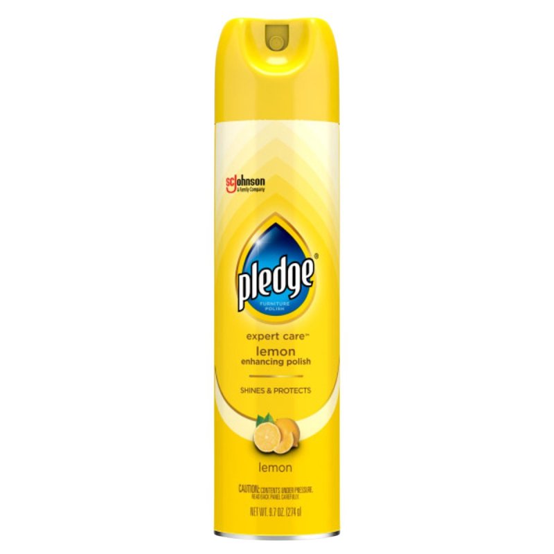 Pledge Enhancing Polish Spray, Wood Furniture & Stainless Steel Polish, Remove Dust and Fingerprints, Fast Shine and Protect, Prevent Scratches & Knicks - Lemon Scent, 9.7oz