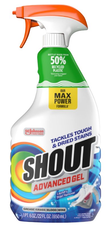 Shout Advanced Laundry Stain Remover Gel for Clothes Laundry, Breaks down stubborn, dried-in, and tough stains - 22oz Spray 02277