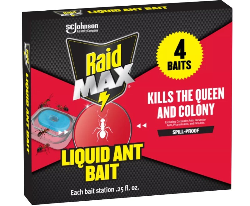 Raid Max Liquid Ant Bat; Kills Ants Where They Breed, for Indoor and Outdoor Use; 4 Bait Stations