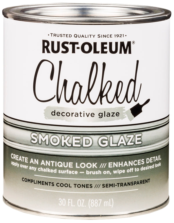 Rust-Oleum 315883 Chalked Decorative Glaze, 30 oz, 30 Fl Oz (Pack of 1), Semi-Transparent Smoked