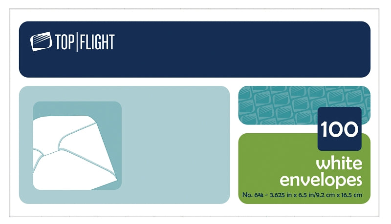 Top Flight Boxed Envelopes, White, Pack of 100