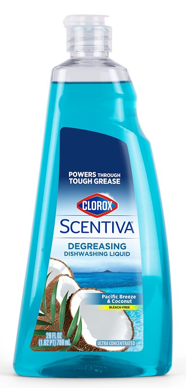 Clorox Scentiva Liquid Dish Soap, Pacific Breeze & Coconut Scent - Dishwashing Detergent Cuts Through Grease - A Powerful Clean You Can Trust, 26 Fl Oz BBP0409