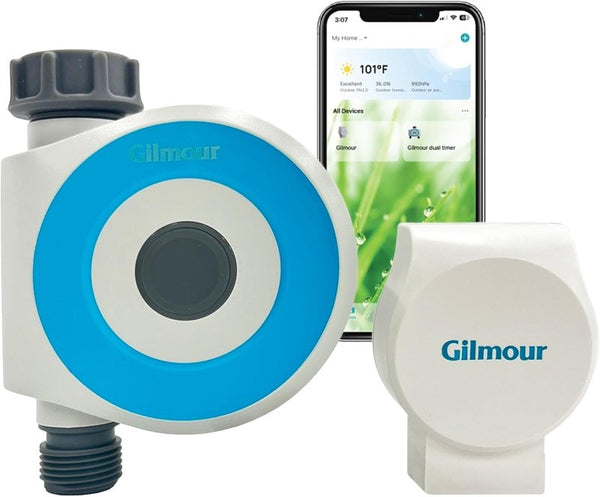 Gilmour Single Outlet Smart Water Timer, WiFi Automatic Watering System, Rain Delay, Battery Operated 866006-1001