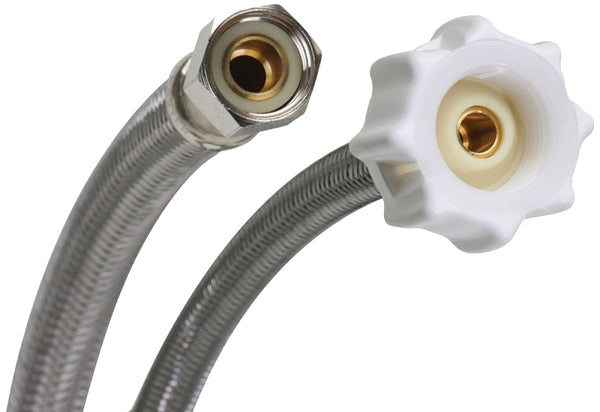 Fluidmaster B1T20CS CLICK SEAL Connector, Braided Stainless Steel - 3/8 Female Compression Thread x 7/8 Female Ballcock Thread, 20-Inch Length