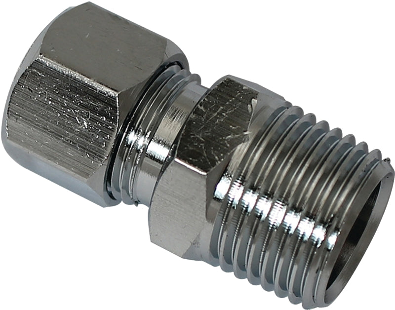 Plumb Pak PP72PCLF Straight Pipe to Tube Adapter, 3/8 X 3/8 in, Mip X Compression, Chrome Plated