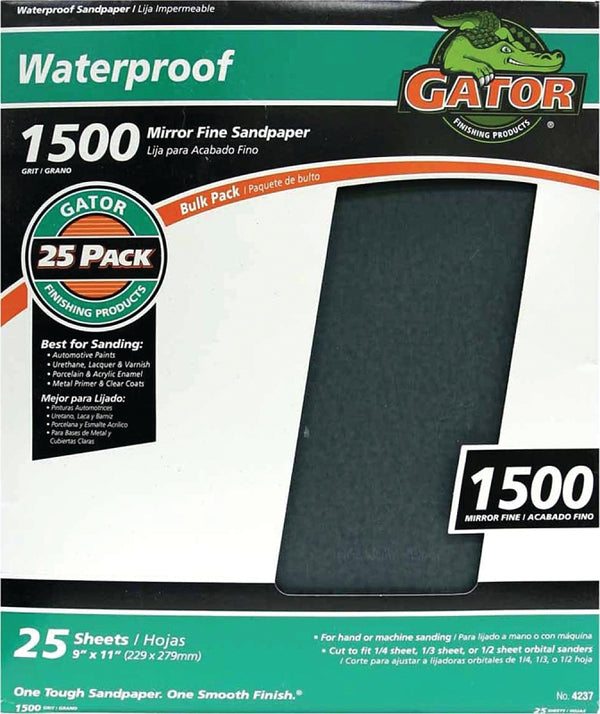 Ali Industries, Inc Gator Grit Silicone Carbide Sanding Sheets 1500 Grit Extra Fine Metal 3287