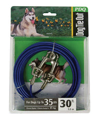 PDQ Q233000099 Blue / Silver Vinyl Coated Cable Dog Tie Out Medium