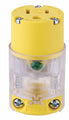 Eaton 515CLTY-F Lighted Connector, 2-Pole, 15 A, 125 VAC, Screw, NEMA: 5-20R, Yellow