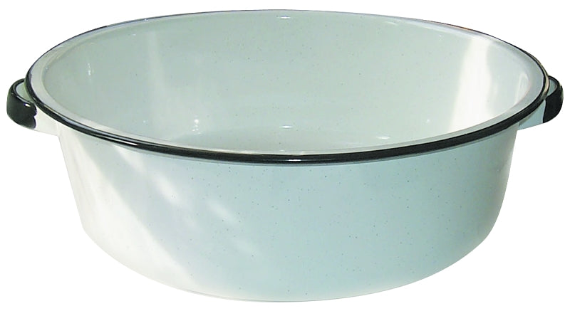 Granite Ware Enamel on Steel Dish Pan, 15-Quart Capacity - Sturdy Side Handles for Easy Lifting - Versatile for Boiling, Canning, Preparing Large Batches of Meals (Speckled White)