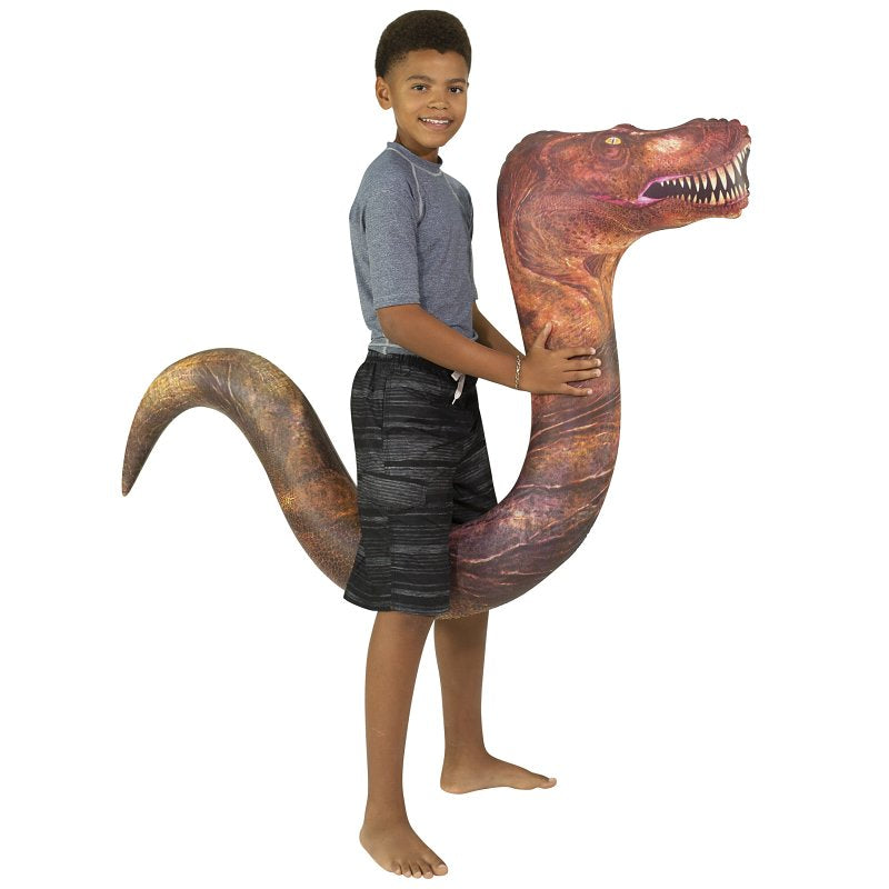 PoolCandy Dinosaur T-Rex Ride-On Inflatable Swim Noodle Pool Float, 64 Inch Animal Water Lounger with Photo RealPrint Design, Heavy Duty PVC Buoyancy Aid for Kids Teens Adults, Supports 200 lbs
