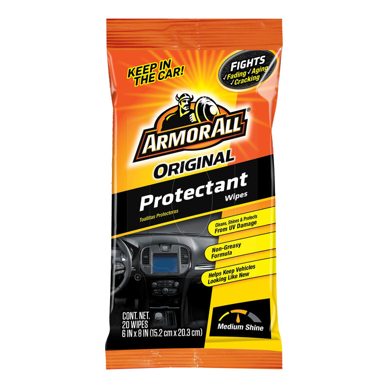 Armor All Original Protectant Wipes , Interior Car Cleaning Wipes with UV Protection Against Cracking and Fading, 20 Count
