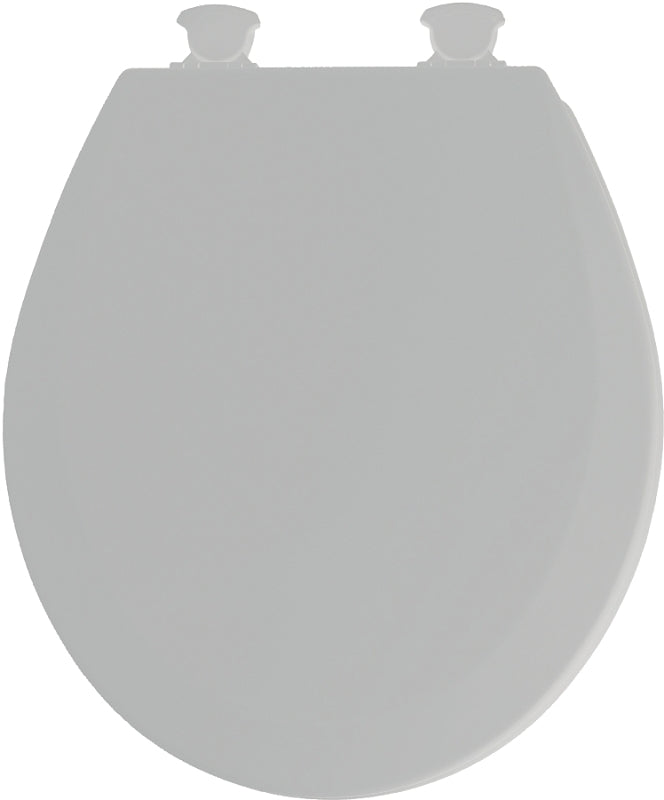 MAYFAIR 41EC 162 Cameron Toilet Seat will Never Loosen and Easily Remove, ROUND, Durable Enameled Wood, Silver
