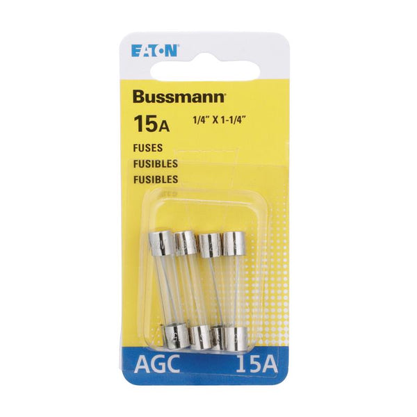 Bussmann - BP/AGC-15-RP BP/AGC-15 15 Amp Fast Acting Glass Tube Fuse