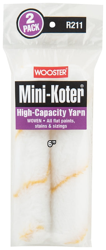 Wooster R211-6 Mini-Koter High-Capacity Yarn Paint Roller Cover 6" 2-Pack