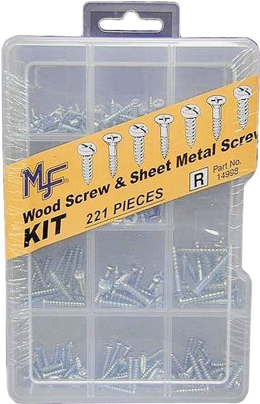Midwest Fastener 14998 Corp 221 Piece Wood & Sheet Metal Screw Assortment Kit