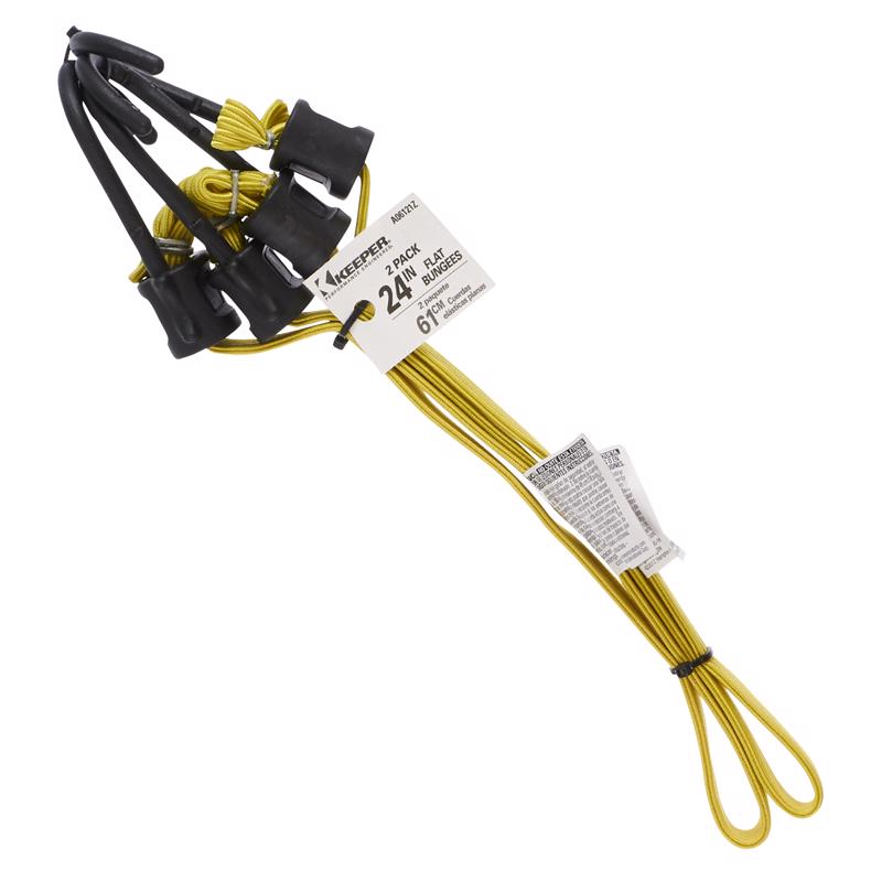 Keeper 8865230 Yellow Flat Bungee Cord44; 24 x 0.315 in. - Pack of 2