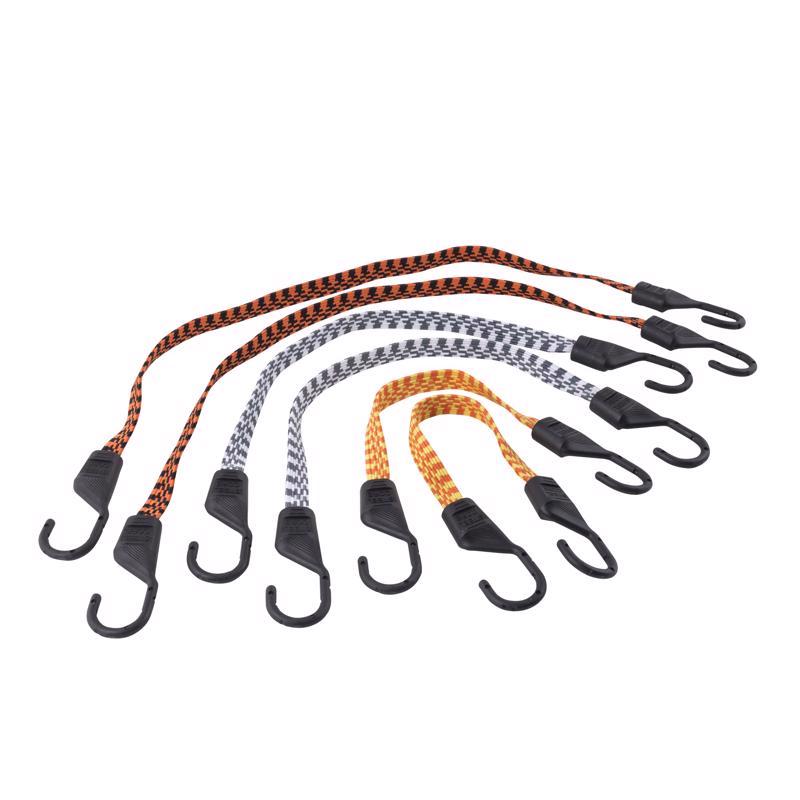 Keeper - Assorted Flat Bungee Cord in Multiple Colors, 6 Pack - 18'', 24'', and 32”