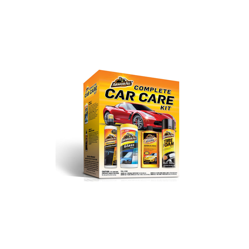 Armor All Car Wash and Car Cleaner Kit by Armor All, Includes Glass Wipes, Car Wash & Wax Concentrate, Protectant Spray and Tire Foam 78452