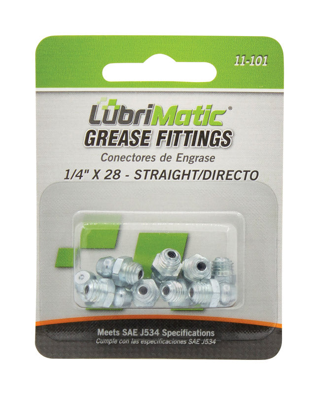 Plews 11-101 1/4" Grease Gun Fittings Straight Short Thread 10 Count