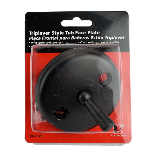 Plumb Pak K826-1VB Bathtub Triplever Face Plate, Venetian Bronze
