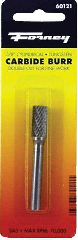 Forney 60121 Tungsten Carbide Burr with 1/4-Inch Shank, Cylindrical, 3/8-Inch
