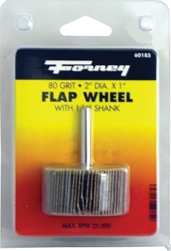 Forney 60185 Mounted Flap Wheel with 1/4-Inch Shank, 2-Inch-by-1-Inch, 80-Grit