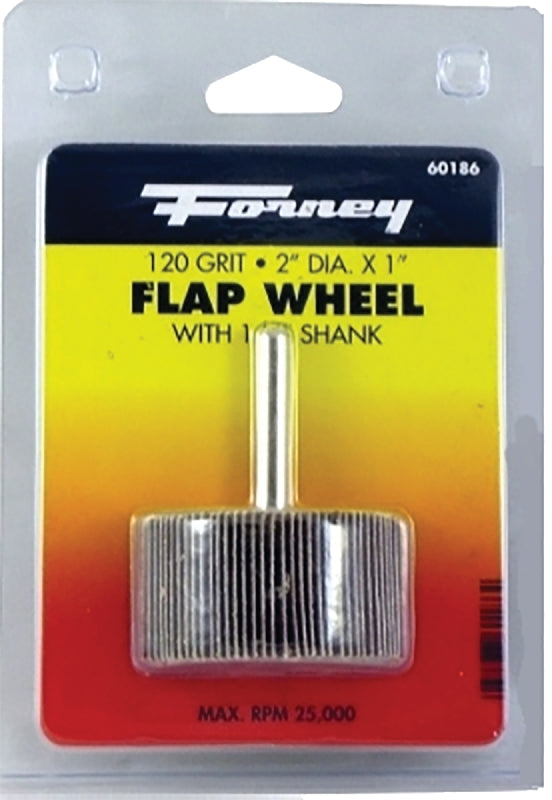 Forney 60186 Mounted Flap Wheel with 1/4-Inch Shank, 2-Inch-by-1-Inch, 120-Grit