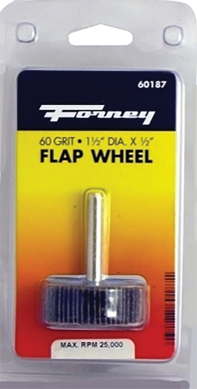 Forney 60187 Mounted Flap Wheel with 1/4-Inch Shank, 1-1/2-Inch-by-1/2-Inch, 60-Grit