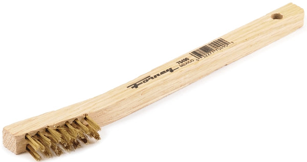 Forney 70490 Wire Scratch Brush, Brass with Wood Handle, 7-3/4-Inch-by-.006-Inch