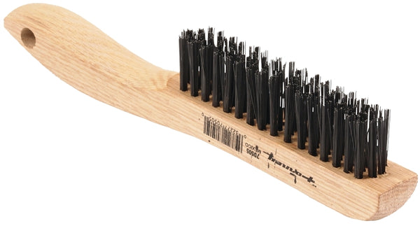 Forney 70505 Wire Scratch Brush, Carbon Steel with Wood Shoe Handle, 10-1/4-Inch-by-.014-Inch
