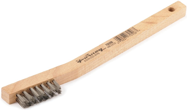 Forney 70506 Wire Scratch Brush, Stainless Steel with Wood Handle, 7-3/4-Inch-by-.006-Inch