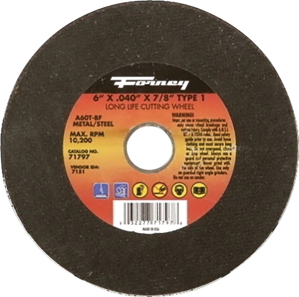 Forney 71797 Cut-Off Wheel with 7/8-Inch Arbor, Metal Type 1, A60T-BF, 6-Inch-by-0.040-Inch