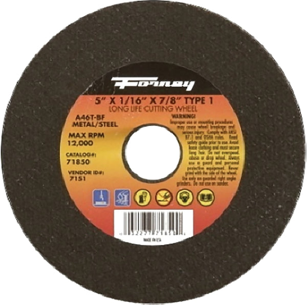 Forney 71850 Cut-Off Wheel with 7/8-Inch Arbor, Metal Type 1, A46T-BF, 5-Inch-by-1/16-Inch