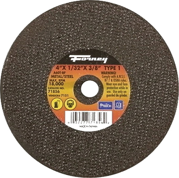Forney 71856 Cut-Off Wheel with 3/8-Inch Arbor, Metal Type 1, A60T-BF, 4-Inch-by-1/32-Inch