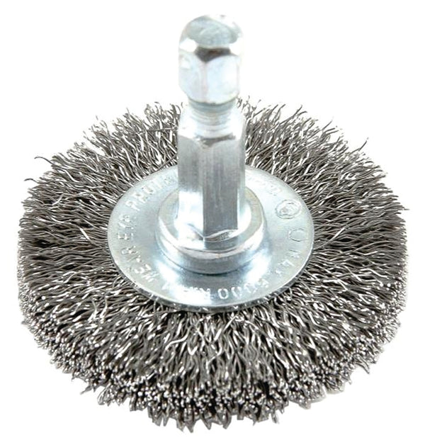 Forney 72726 Wire Wheel Brush, Fine Crimped with 1/4-Inch Hex Shank, 1-1/2-Inch-by-.008-Inch