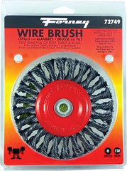 Forney 72749 Wire Wheel Brush, Twist Knot Crimped with 1/2-Inch and 5/8-Inch Arbor, 6-Inch-by-.020-Inch