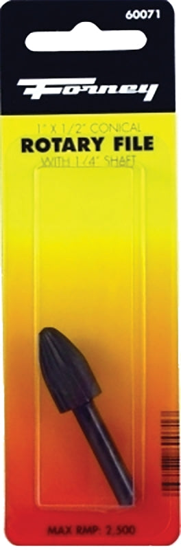 Forney 60071 Mounted File, Conical Shaped with Rounded End and 1/4-Inch Shank, 1-Inch-by-1/2-Inch