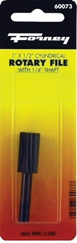 Forney 60073 Mounted File, Cylindrical Shaped with 1/4-Inch Shank, 1-Inch-by-1/2-Inch , Black