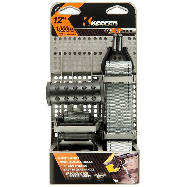 Keeper 45545 12' Industrial C-Grip Ratchet Tie-Down (1,000lbs WLL 3,000 Break Strength)