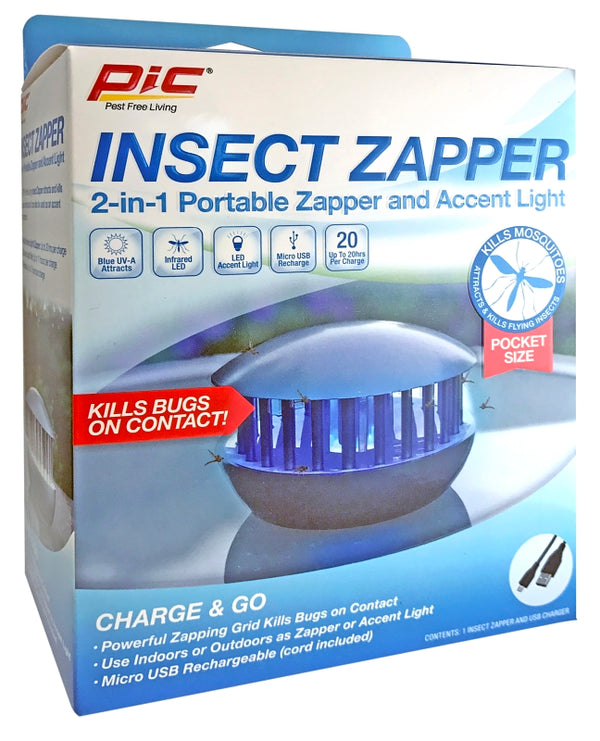 PIC PBZ 2-in-1 Portable Insect Zapper and Accent Light, Gray