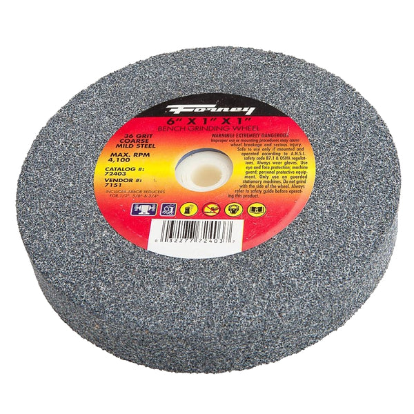 Forney 72403 Bench Grinding Wheel, Vitrified with 1-Inch Arbor, 36-Grit, 6-Inch-by-1-Inch