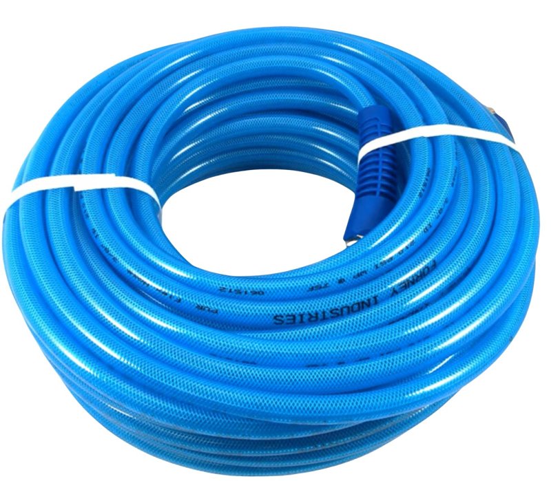 Forney 75443 Air Hose, Blue Polyurethane Flex with 1/4-Inch Male NPT Fittings On Both Ends, 1/4-Inch-by-100-Feet
