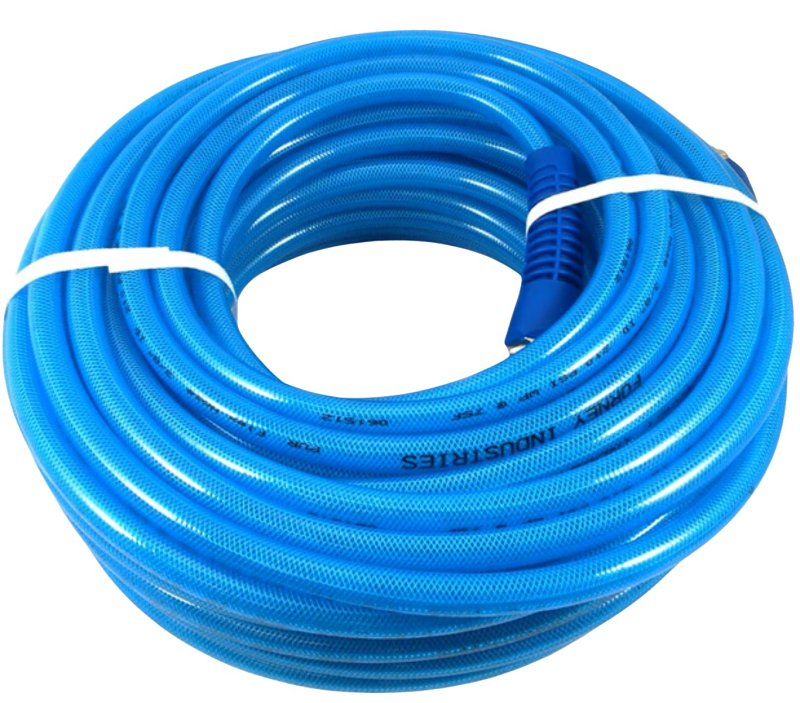 Forney 75444 Air Hose, Blue Polyurethane Flex with 1/4-Inch Male NPT Fittings On Both Ends, 3/8-Inch-by-50-Feet
