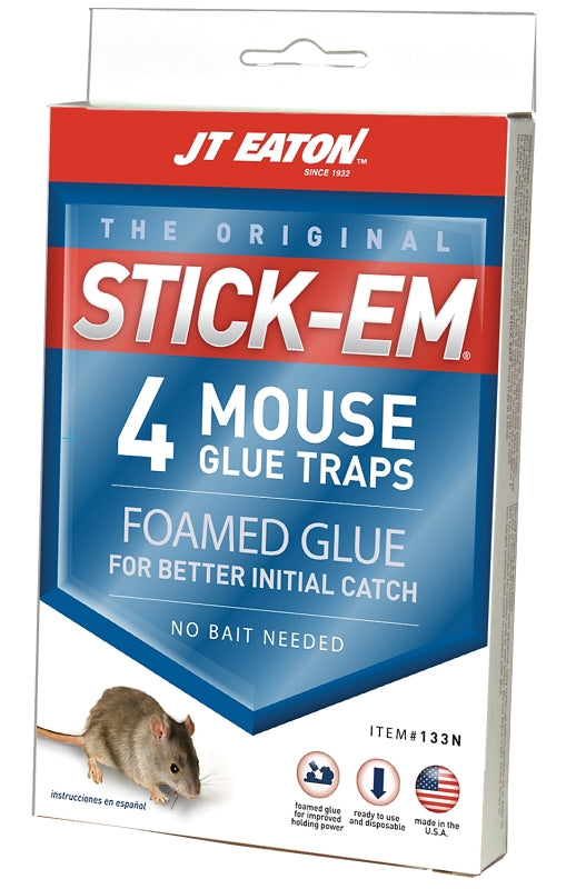 Stick-Em Mouse Glue Trap – Effective Mouse Control Adhesive Board – Non-Toxic, Ready-to-Use Pest Trap – Compact Size for Indoor Use