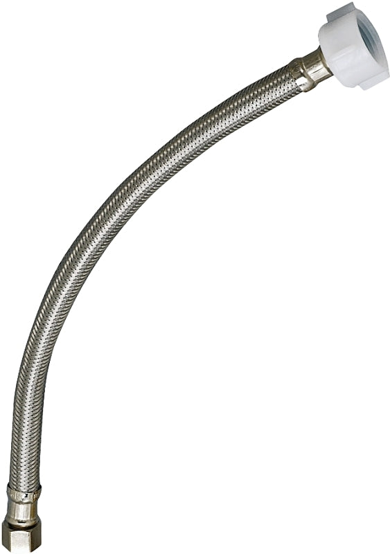 Plumb Pak PP23843 E-Z Toilet Supply Tube, 1/2 in Compression X 7/8 in Ballcock, 12 in L, Stainless Steel