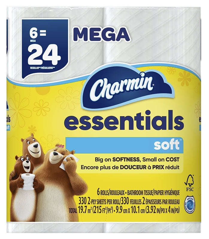 Charmin Essentials Soft Toilet Paper 6 Mega Rolls, 330 sheets per roll 60251