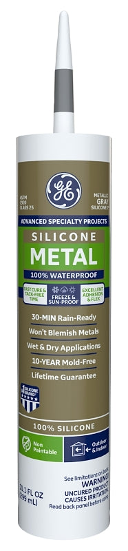 Momentive GE GE5050 Silicone II Aluminum and Metal Sealant, 10.3 oz Tube, Metallic Gray