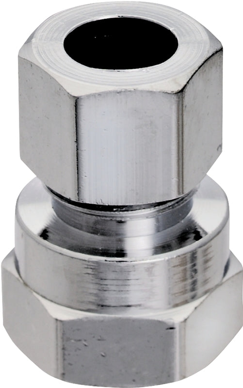 Plumb Pak PP71PCLF Straight Pipe to Tube Adapter, 3/8 X 3/8 in, Fip X Compression, Chrome Plated